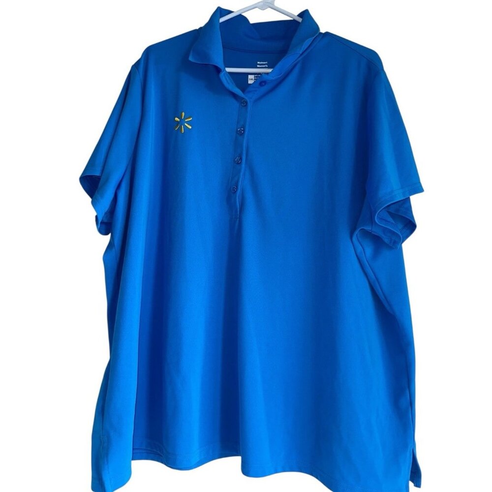 Walmart Polo Shirt Womens 3XL XXXL Blue Walmart Employee Uniform Short Sleeve